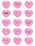 Set of icons with different emotions heart. Collection of emoticons for site, info graphics, video, animation, websites