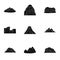 Set of icons about different mountains. Winter, summer mountains in one collection.Different mountains icon in set