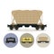 Set of icons of different types of freight cars