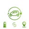 Set of icons electric car. Electric Vehicle Charging Station.