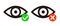 Set of icons of eyes with check marks and eyes with cross marks. Vectors.