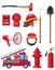 Set icons of firefighting equipment