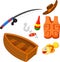 Set icons fishing equipment illustration