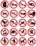 Set of icons forbidding