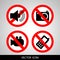 Set of icons forbidding. Do not call, do not take pictures, do not make noise.