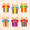 Set of icons of gift boxes