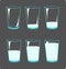 Set icons glasses with milk - animation frames full and poor glass