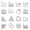 Set of icons of graphic diagrams. Easily editable outline. Isolated vector on white background