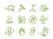 Set of icons. Growing seedlings plant. Agriculture and gardener. Biotechnology plants. Sowing seeds. Vector contour