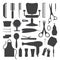 Set of icons of hairdresser equipment a isolated vector illustrations.