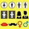 Set of icons of illustrations of male and female symbols