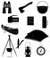 Set icons items for outdoor recreation black silho