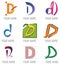 Set of Icons and Logo Elements Letter D