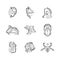 Set of Icons Medical Doctors Otolaryngology