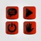Set of icons - Message, Multimedia, Power and Hand icons