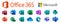 Set icons Microsoft Office 365: Word, Excel, OneNote, Yammer, Sway, PowerPoint, Access, Outlook, Publisher, SharePoint, OneDrive,