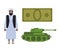 Set of icons for military conflict in Syria. Refugee, Money and