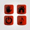 Set of icons - Music note, Home, Power and Hand icons