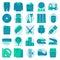 Set icons office full color smooth