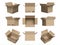 Set of icons, open cardboard boxes isolated white