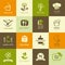 Set of icons for organic and vegetarian food, cook