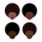 Set of icons people with afro hairstyles. Avatars of men and women with Afro hairstyles.