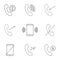 Set of icons on the phone. Phone calls, mobile phone, technical