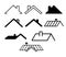 Set of icons of roofs of houses with chimney pipe. Simple vector illustrations for realtor logo, roof construction and