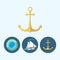 Set icons with sailing vessel, anchor , porthole