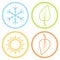 Set icons season image season, winter spring summer autumn, vector sign symbol season snowflake leaf and sun