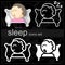 Set Icons of a sleeping person on pillow. Simple, modern flat and thin line vector illustration for mobile app