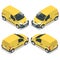 Set of icons small truck for transportation cargo. Van for the carriage of cargo. Delivery car. Vector flat 3d isometric