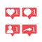 Set of icons for social media. Like, message, friend request, repost. Vector illustration.