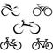 Set of icons with stylized bikes
