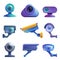 Set of icons of surveillance cameras and webcams