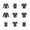 Set icons of t-shirt, singlet, long sleeve