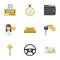 Set of icons about the taxi. A call taxi driver, Parking. Transportation around the city.Taxi icon in set collection on