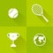 Set of icons for tennis. Flat style. Vector illustration