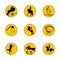 Set of icons on the theme of equestrian sports