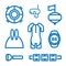 Set of icons on the theme of freediving