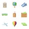 Set of icons on the theme of rest. Travel abroad. Rest ang travel icon in set collection on cartoon style vector symbol