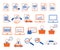 Set of icons on the themes of finance and management. Outline vector