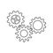 Set of icons of three cog wheels / gears