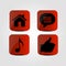 Set of icons - Thumb up, Home, Message and Music note icons