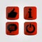 Set of icons - Thumb up, Message, Info and Power icons