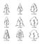 Set of icons trees nature botany and ecology