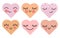 Set of icons for Valentine\\\'s Day, hearts with different emotions, with eyes. Stickers, emoticons