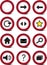 Set of icons for web navigation isolated on white. Traffic signs style