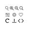 Set of icons for website design, interface and program. Sign setting, updating, searching, zoom, favorites, loading, downlow, forw