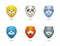 Set of icons, wild life animals stylized portraits geo tag or pin on the map
